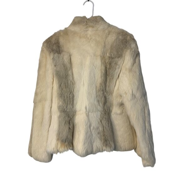 Vintage White Rabbit Fur Jacket S/M With Satin Lining & Hook Closure RN10523 - Picture 6 of 13